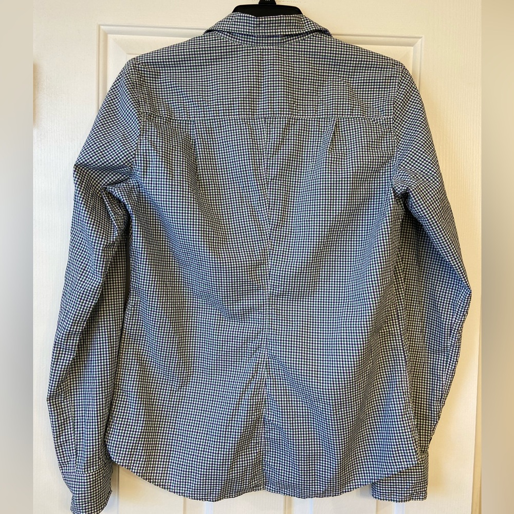 Frank & Eileen Barry Green and Blue Gingham Button Up Shirt Sz Medium - Picture 12 of 13
